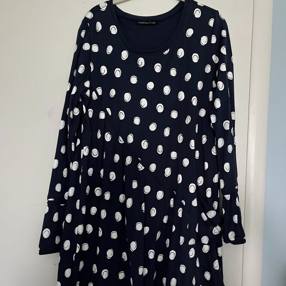 Snapdragon and Twig Navy and White Polka Dot Dress
